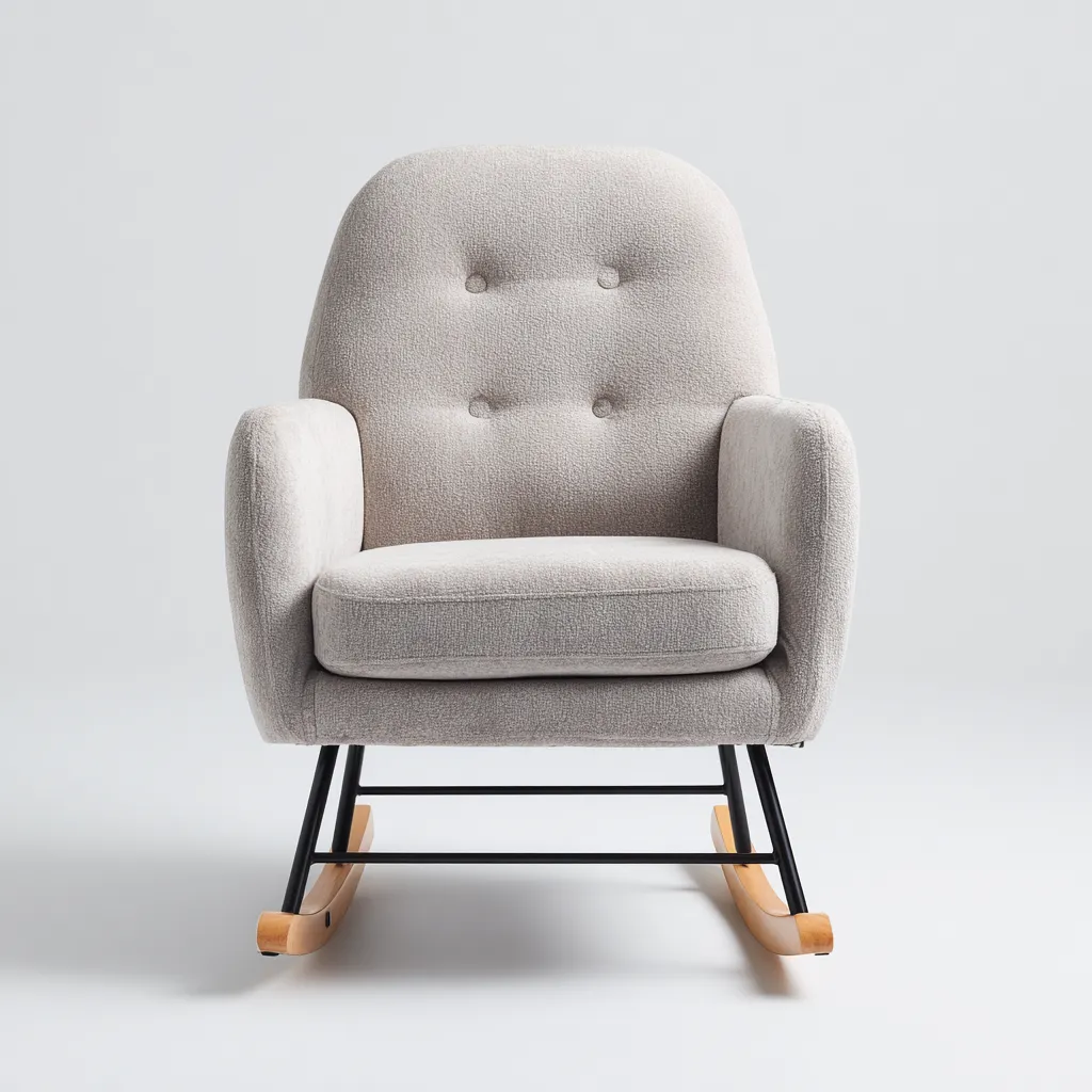 Fauteuil à bascule tissu - métal 75x80x93 cm - gris clair - pour salon - design moderne-Placidovae