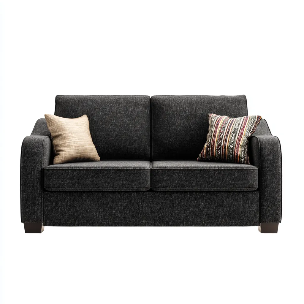 Canapé 2 places tissu noir 160x88x88 cm - noir - pour salon - style contemporain-Placidovae