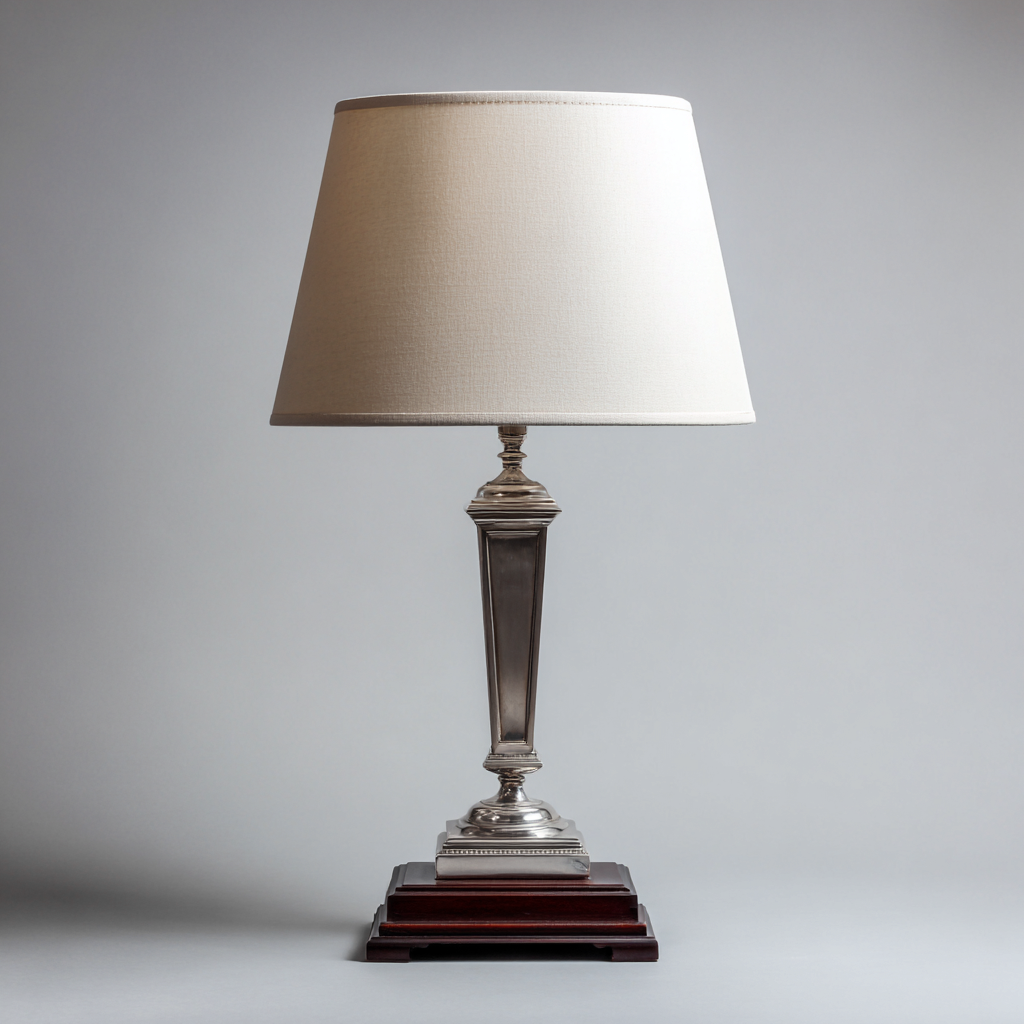 Lampe de table métal 32x70 cm - argent - beige - pour salon - style décoratif classique-Placidovae