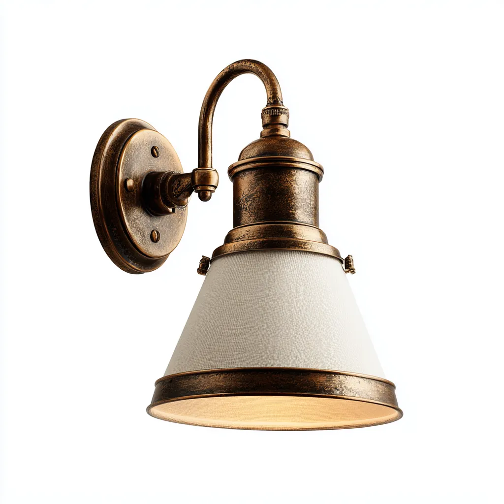 Applique murale métal - tissu 18x32 cm - bronze - écru - pour intérieur - style classique-Placidovae