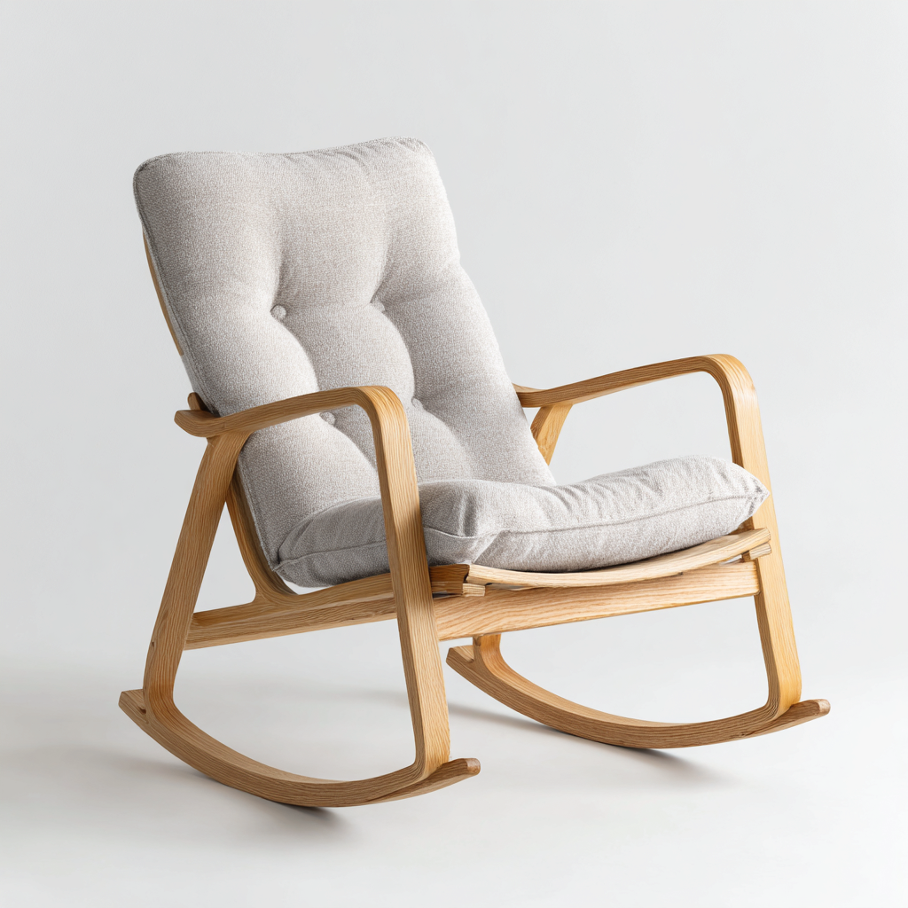 Fauteuil à bascule tissu 78x80x100 cm - gris clair - pour salon - design moderne-Placidovae