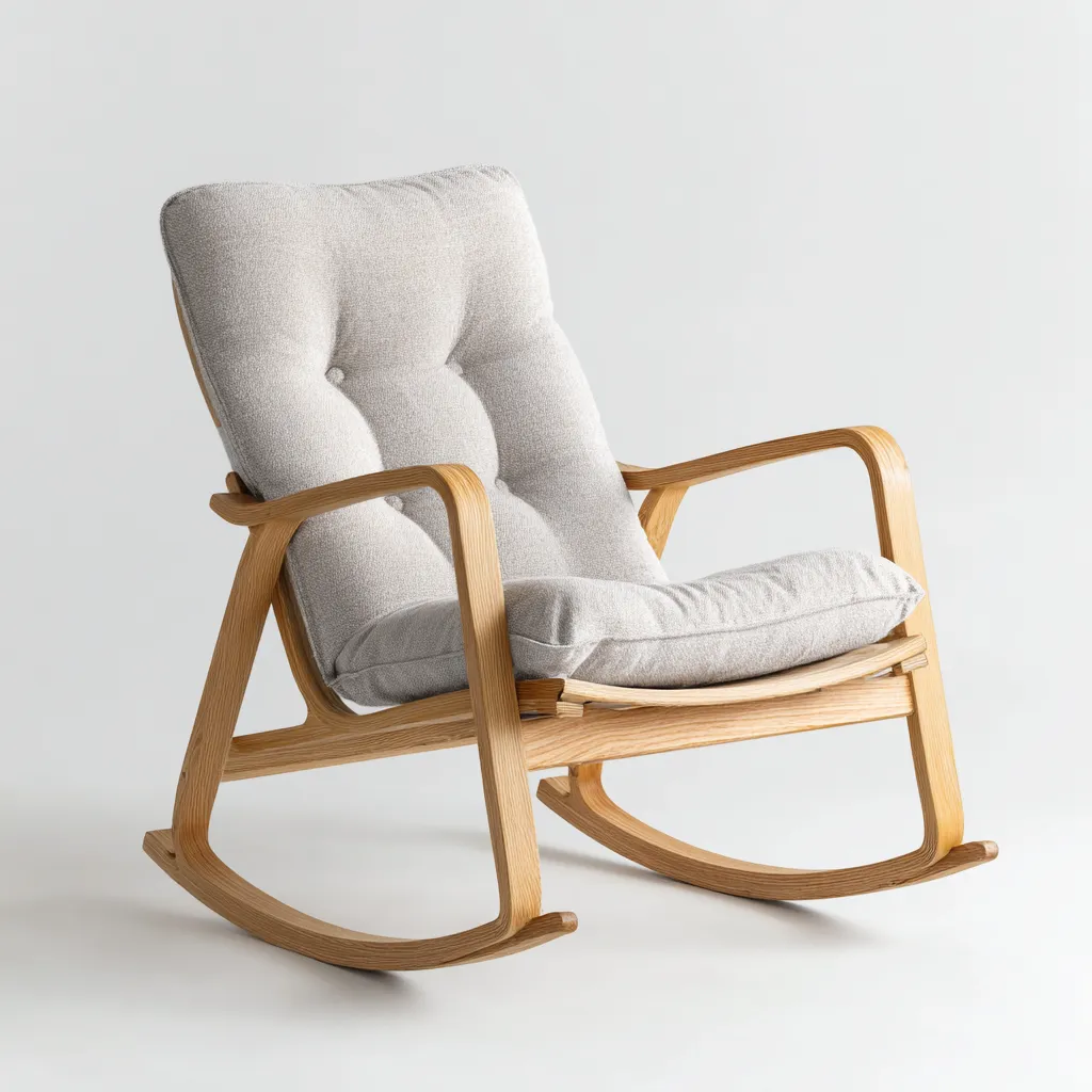 Fauteuil à bascule tissu 78x80x100 cm - gris clair - pour salon - design moderne-Placidovae