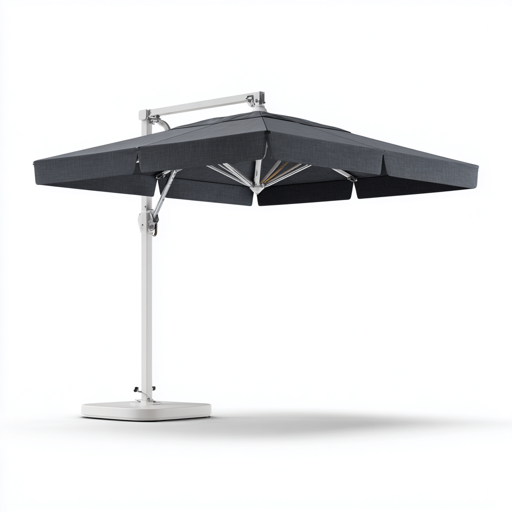 Parasol de jardin - polyester - 280x280x260 cm - gris foncé - usage extérieur-Placidovae