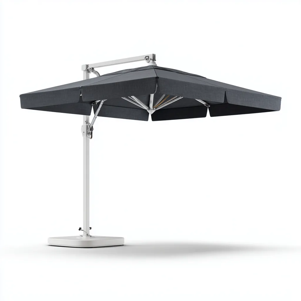 Parasol de jardin - polyester - 280x280x260 cm - gris foncé - usage extérieur-Placidovae