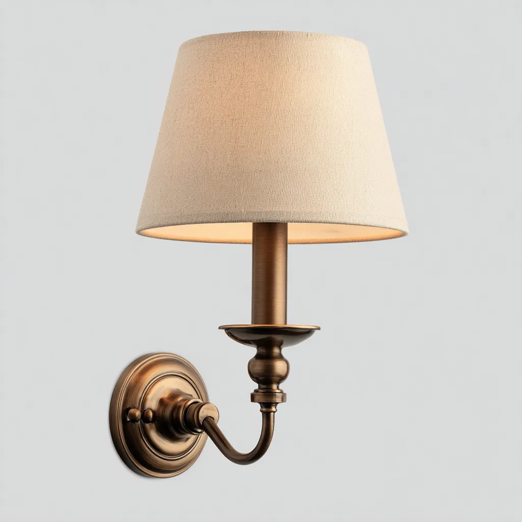 Applique murale métal - tissu 22x34 cm - bronze - beige - pour intérieur - style classique-Placidovae