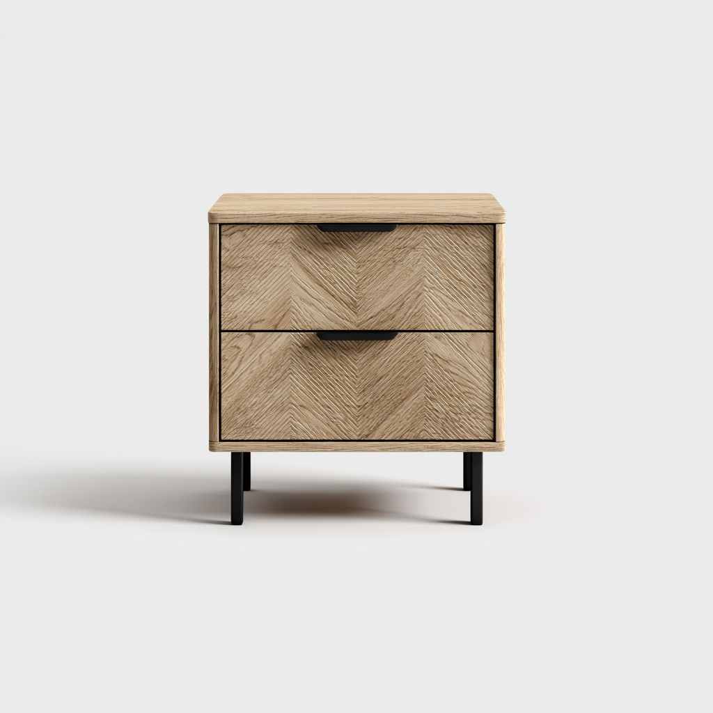 Table de chevet bois massif 46x35x55 cm - bois naturel - noir - adaptée à la chambre - design moderne-Placidovae