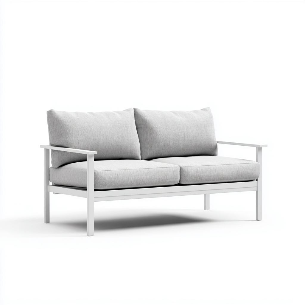 Canapé de jardin en métal et tissu 155x78x82 cm - gris clair - pour extérieur - style moderne-Placidovae