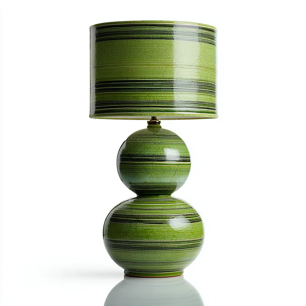 Lampe de table céramique 30x62 cm - vert - noir - pour salon - style décoratif-Placidovae