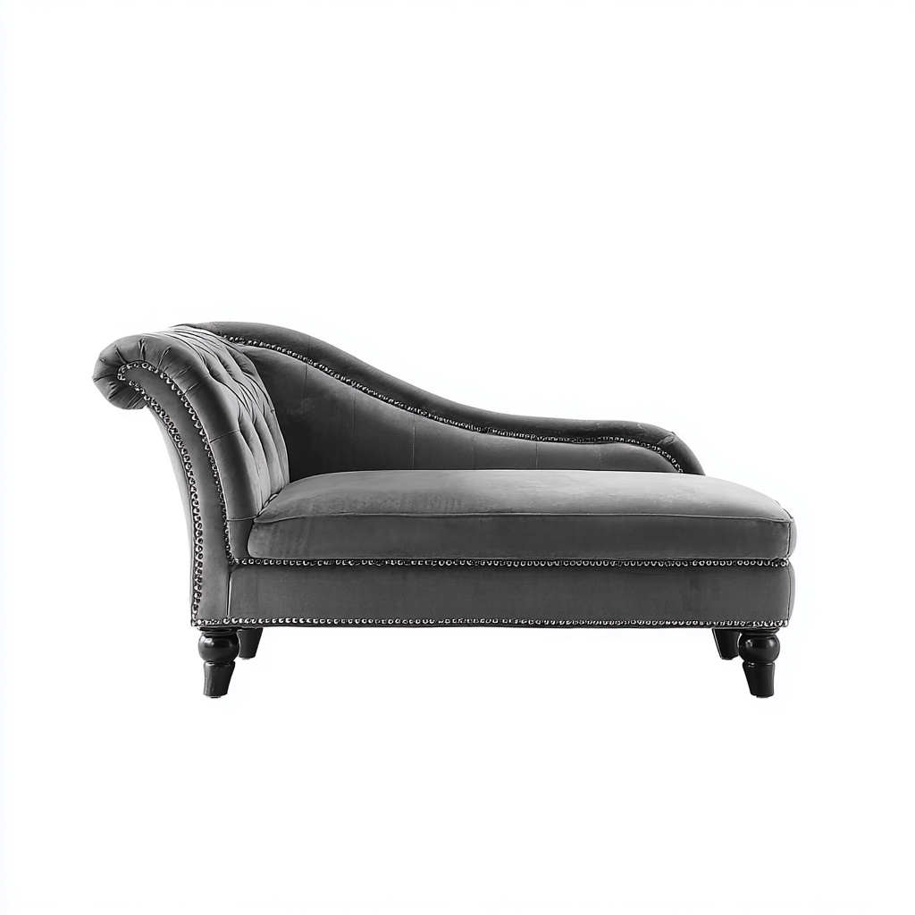 Chaise longue en tissu 172x85x90 cm - gris foncé - style classique pour salon-Placidovae