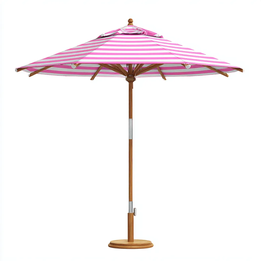 Parasol de jardin - bois et polyester 240x240x230 cm - rayé rose et blanc - pour terrasse et jardin - style moderne-Placidovae