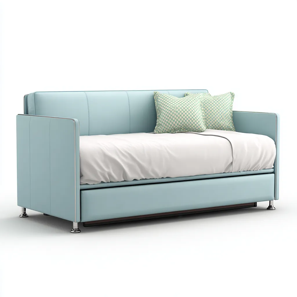 Canapé-lit cuir 189x84x82 cm bleu clair pour chambre - design moderne avec structure extensible-Placidovae