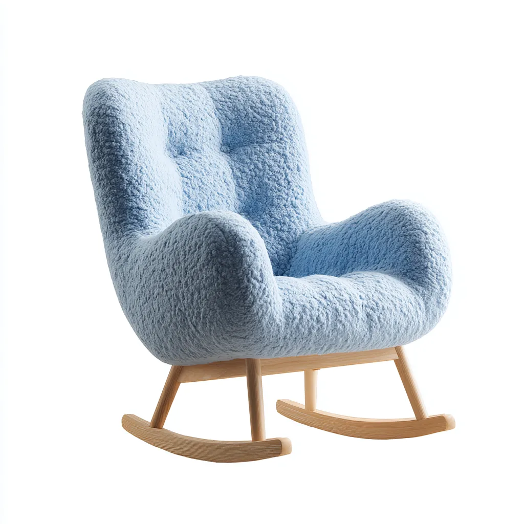 Fauteuil à bascule tissu effet fourrure 86x88x94 cm - bleu clair - pour salon - design moderne-Placidovae