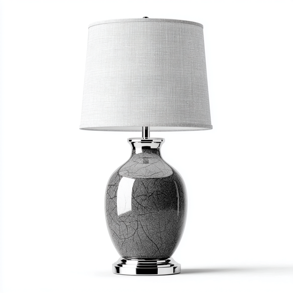 Lampe de table céramique - métal 30x58 cm - gris - argent - pour salon - style décoratif-Placidovae