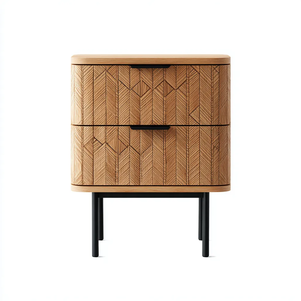 Table de chevet bois massif 46x35x58 cm - bois naturel - noir - adaptée à la chambre - design moderne-Placidovae