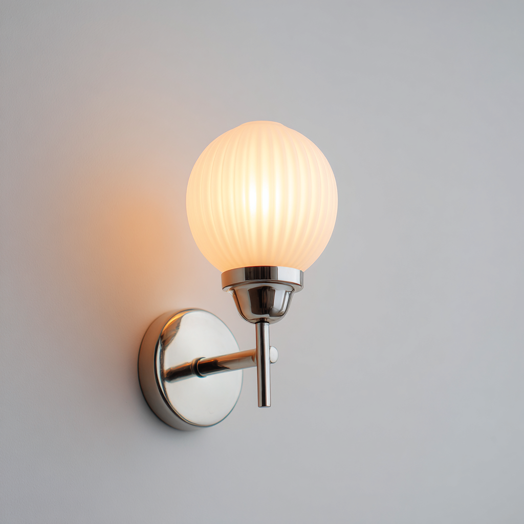 Applique murale métal - verre 15x30 cm - argent - opal - pour intérieur - style moderne-Placidovae