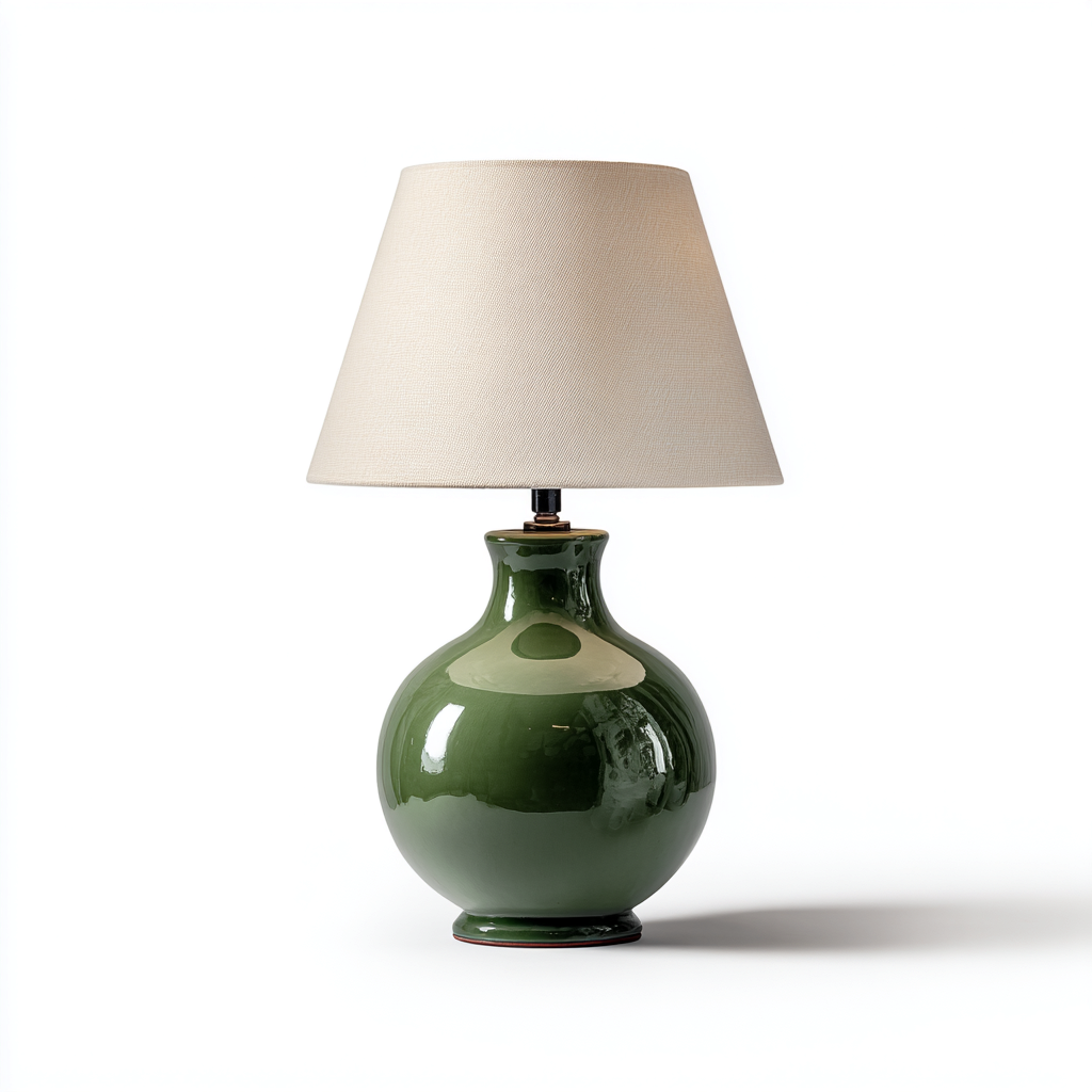 Lampe de table céramique 30x50 cm - vert - beige - pour salon - style décoratif-Placidovae