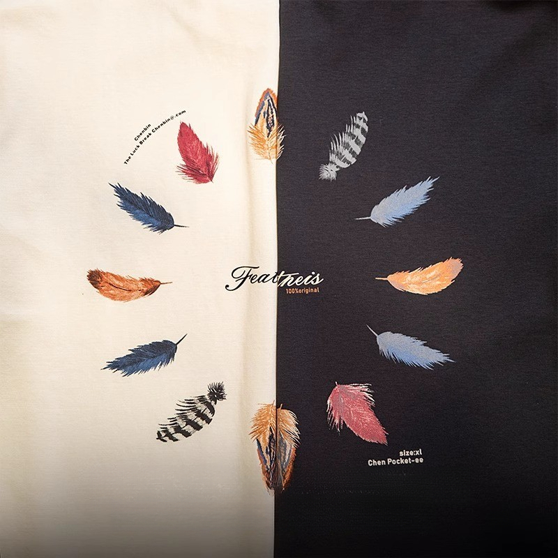 Fun Printed Short-Sleeved t-Shirt Men Summer Loose Casual Painted Half-Sleeved
