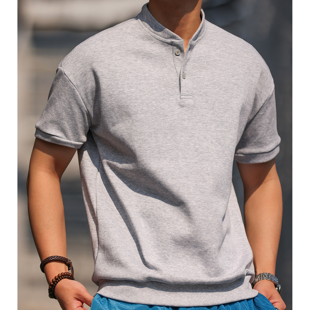 250g Casual Henry Collar T-Shirt