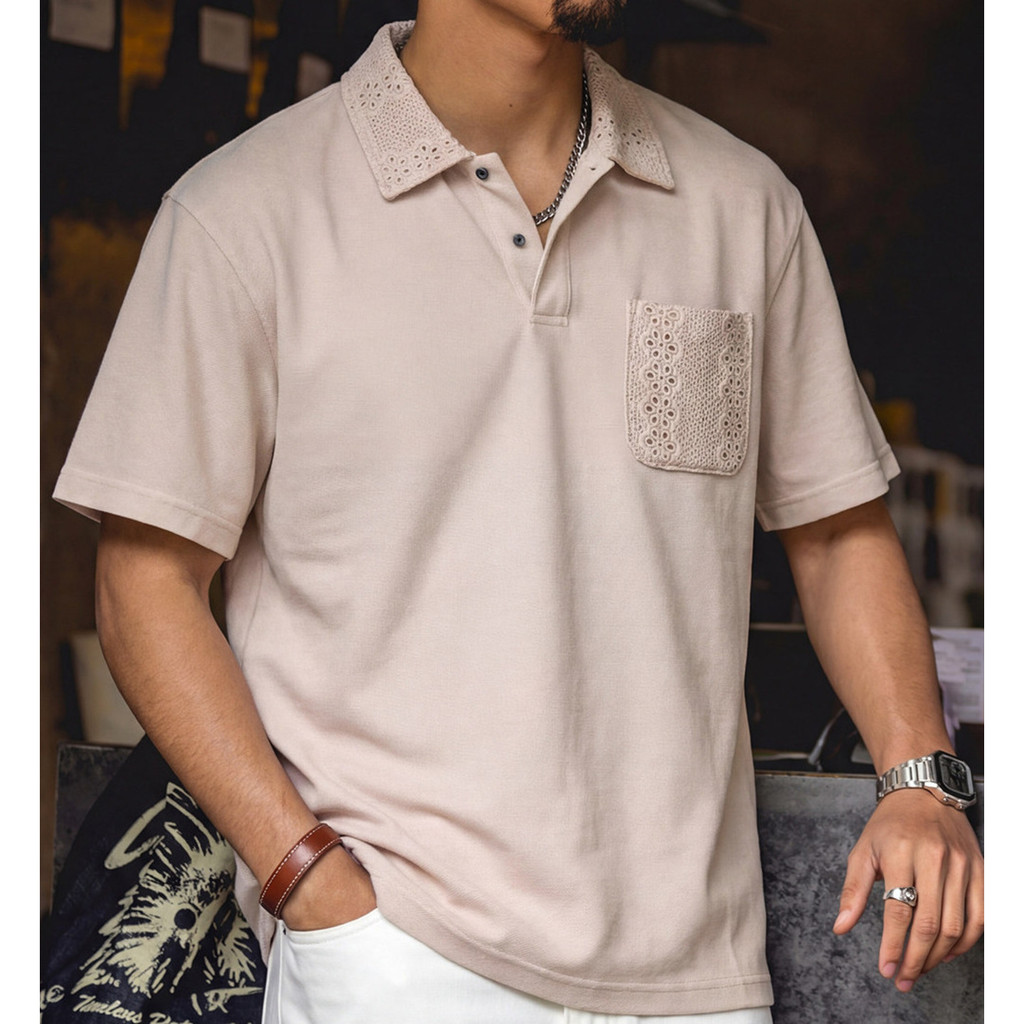 Beaded Floor Cotton Polo Shirt