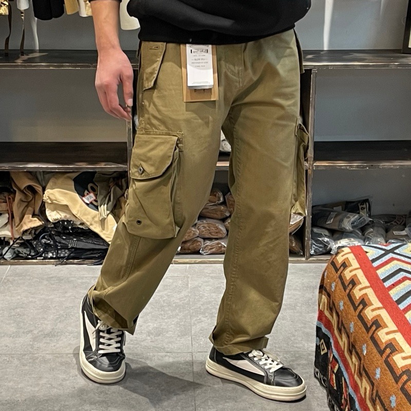 M65 Cargo Pants for Men 100% Cotton Multi-Pocket Long Pants Army Green Casual Pants