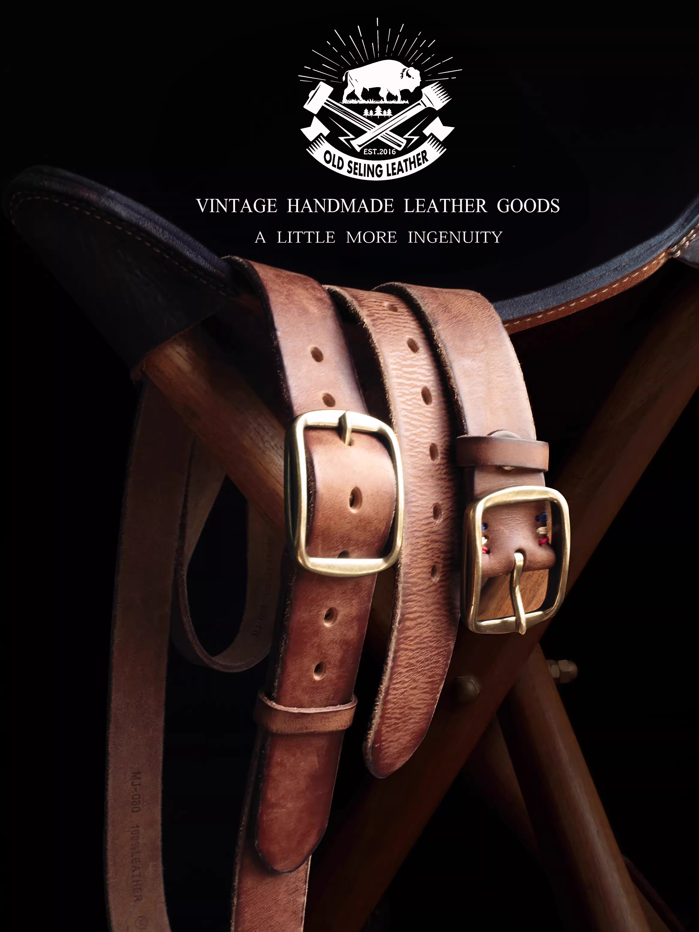 Handmade brass genuine leather belt