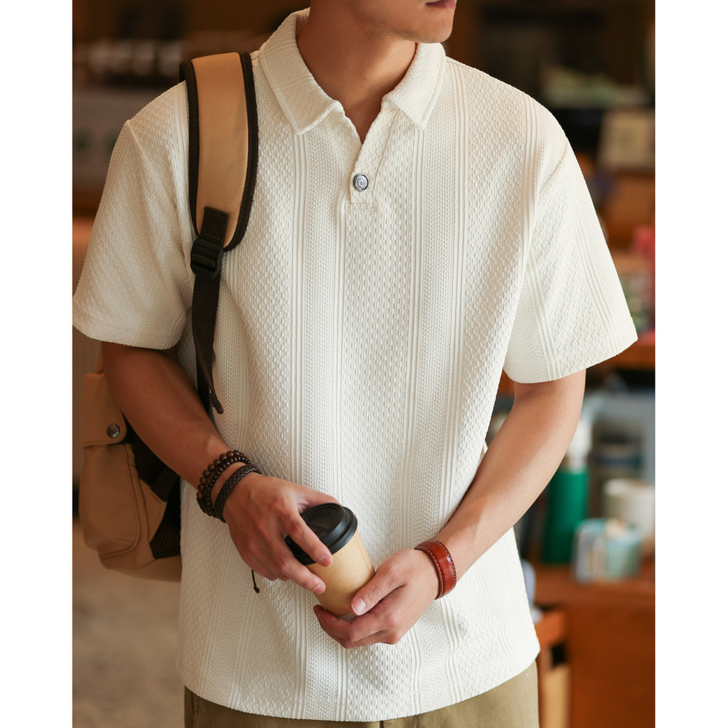 Casual Jacquard Short-Sleeved Polo