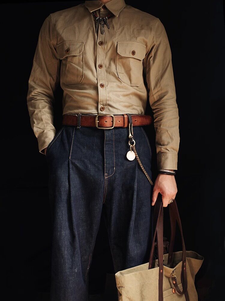 Handmade brass genuine leather belt