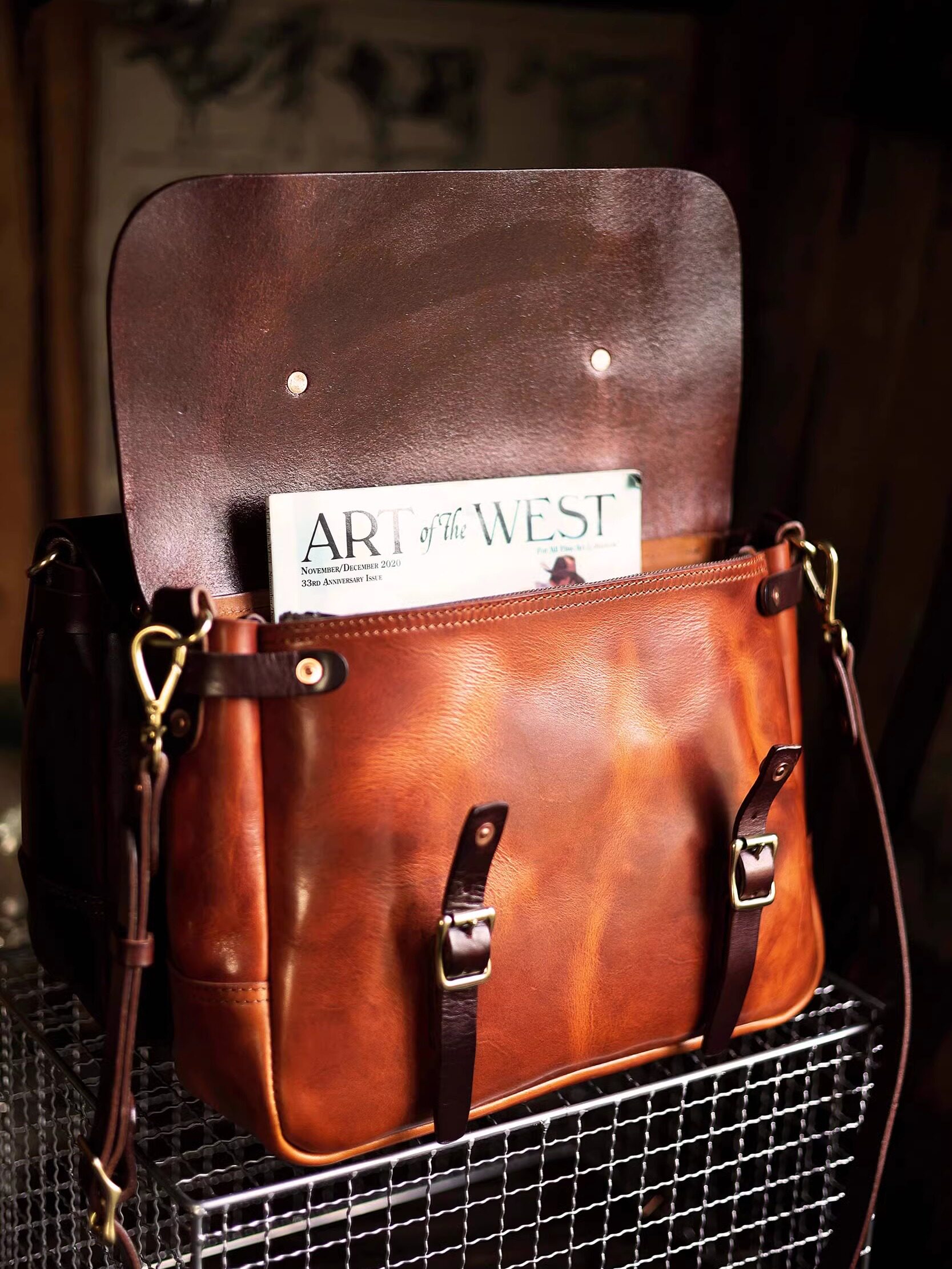 Leather messenger bag