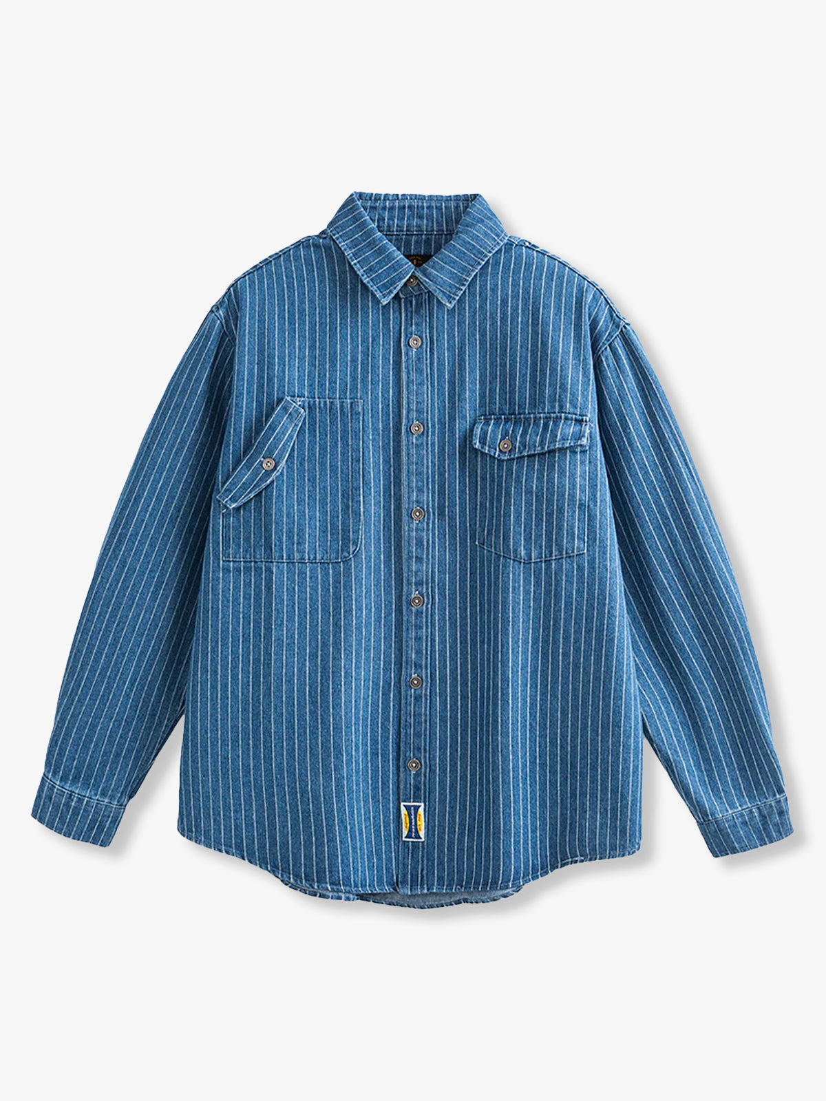 WABASH Irregular Pocket Striped Denim Shirt