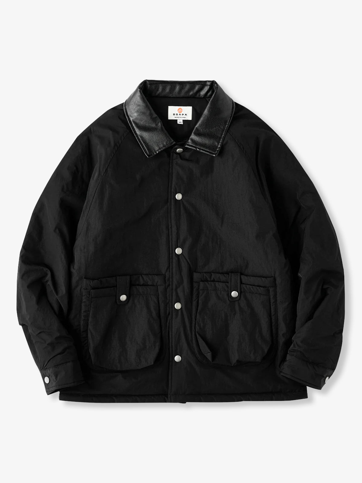 Quilted Lined Hunting Jacket with Leather-Style Collar