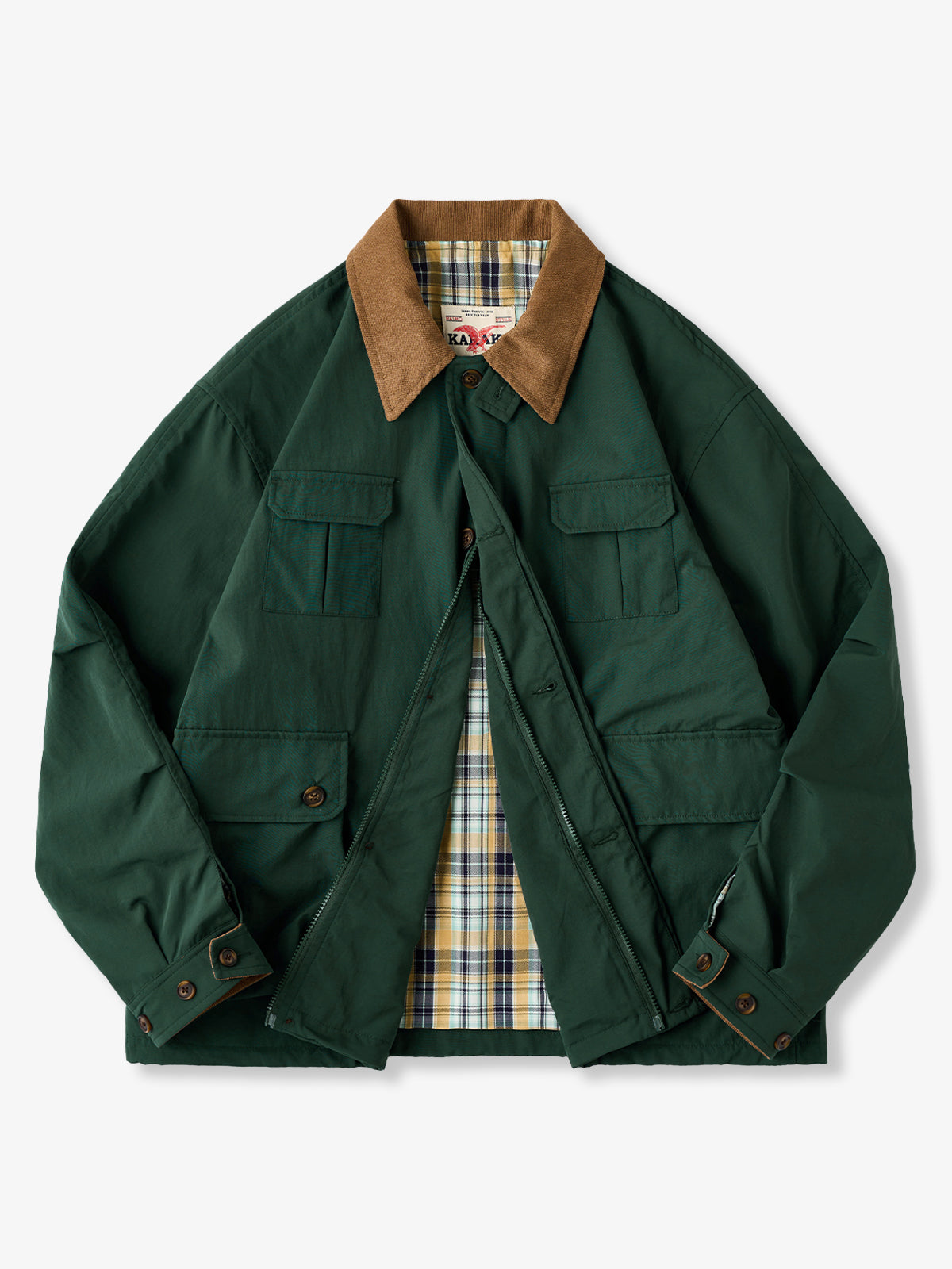Corduroy-Lined Collar and Cuffs Water-Repellent Hunting Jacket