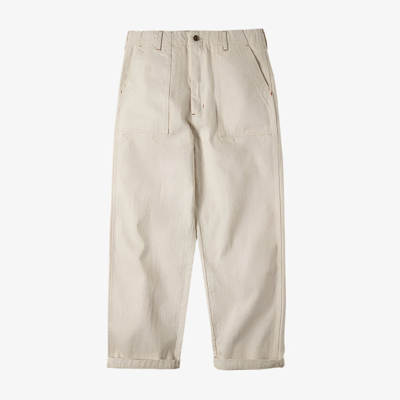Natural Cotton Canvas White Jeans