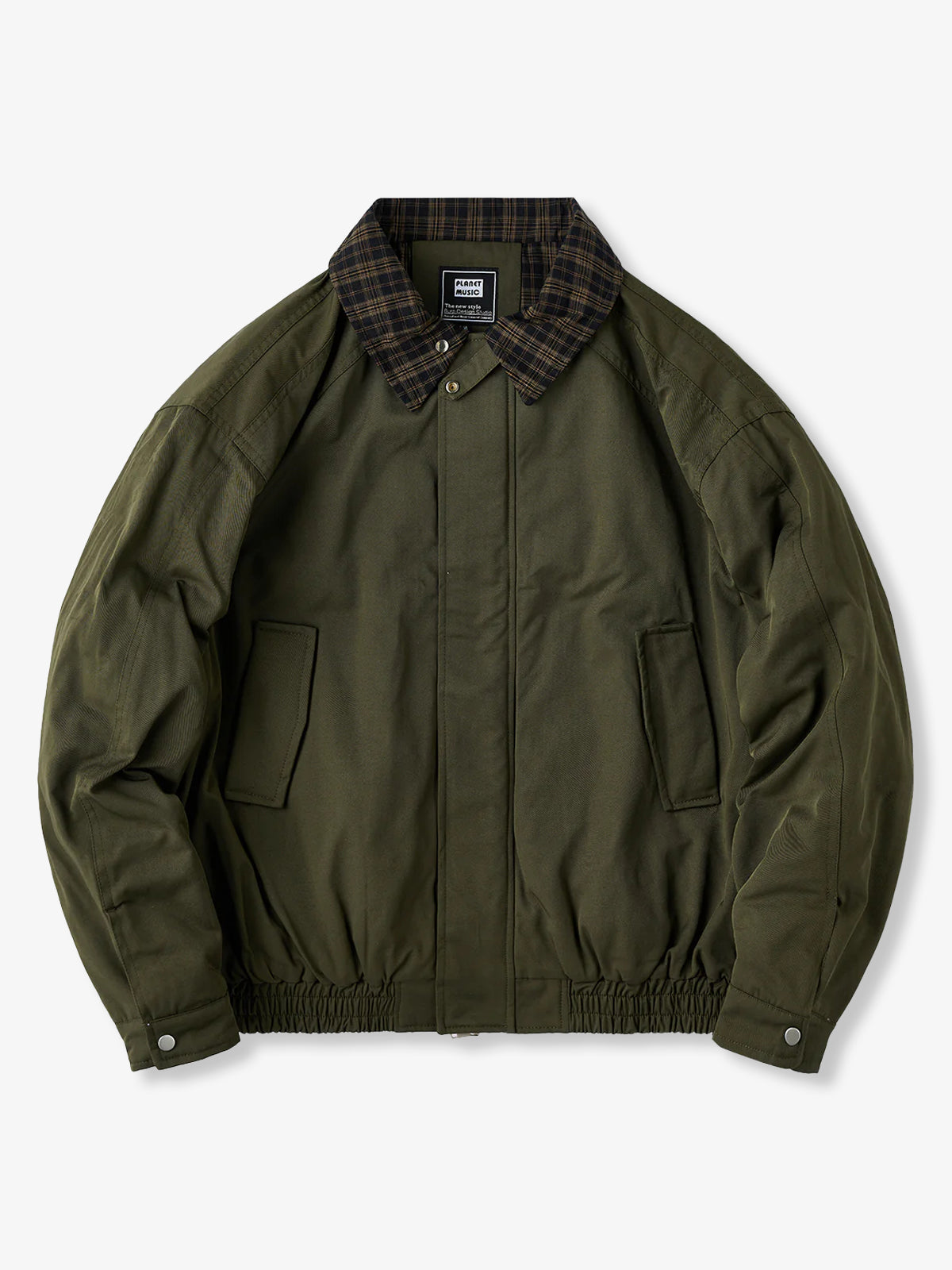 Harrington Jacket with Quilted Lining and Checkered Collar & Cuffs