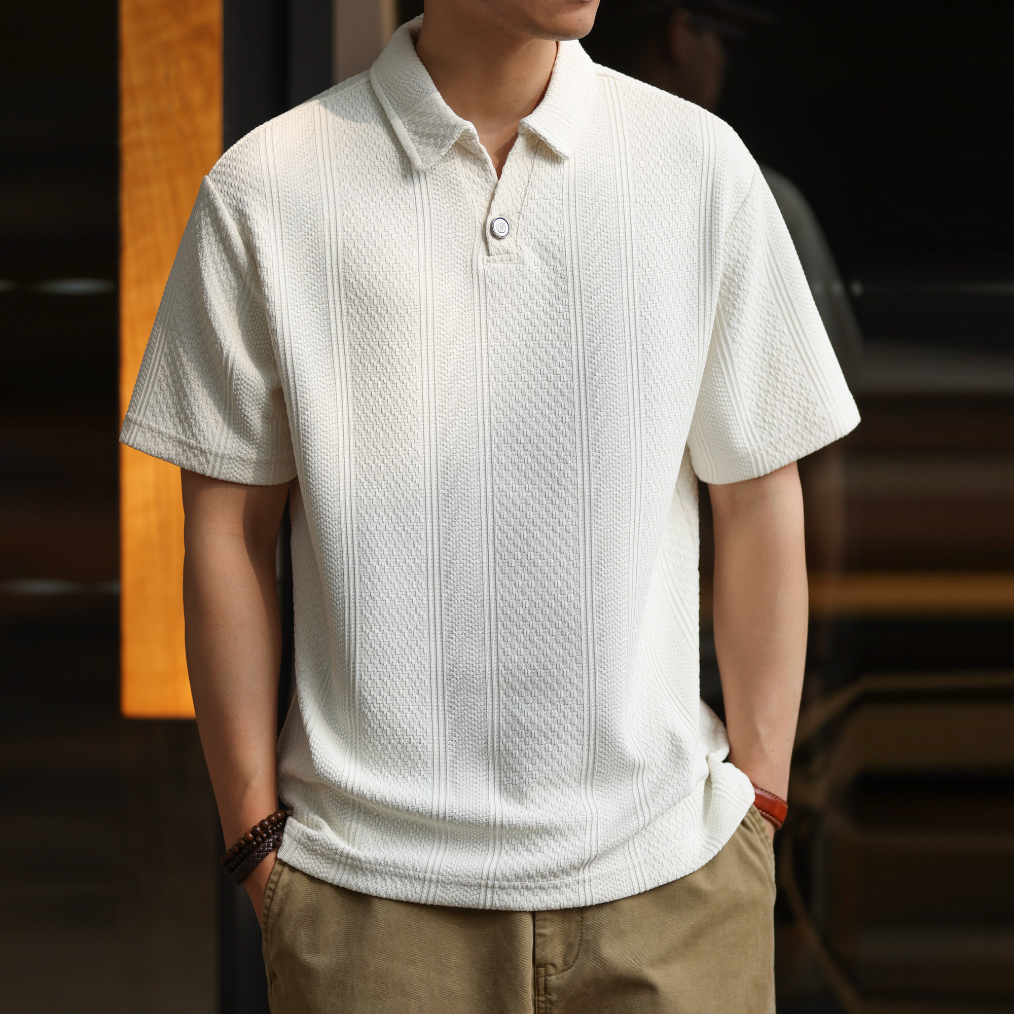 Casual Jacquard Short-Sleeved Polo