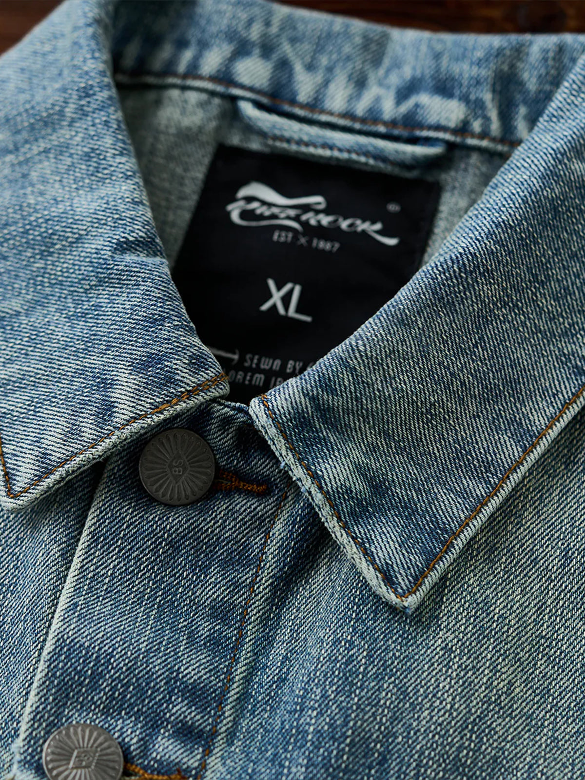 W Mini Embroidery Stone-Washed Denim Work Jacket