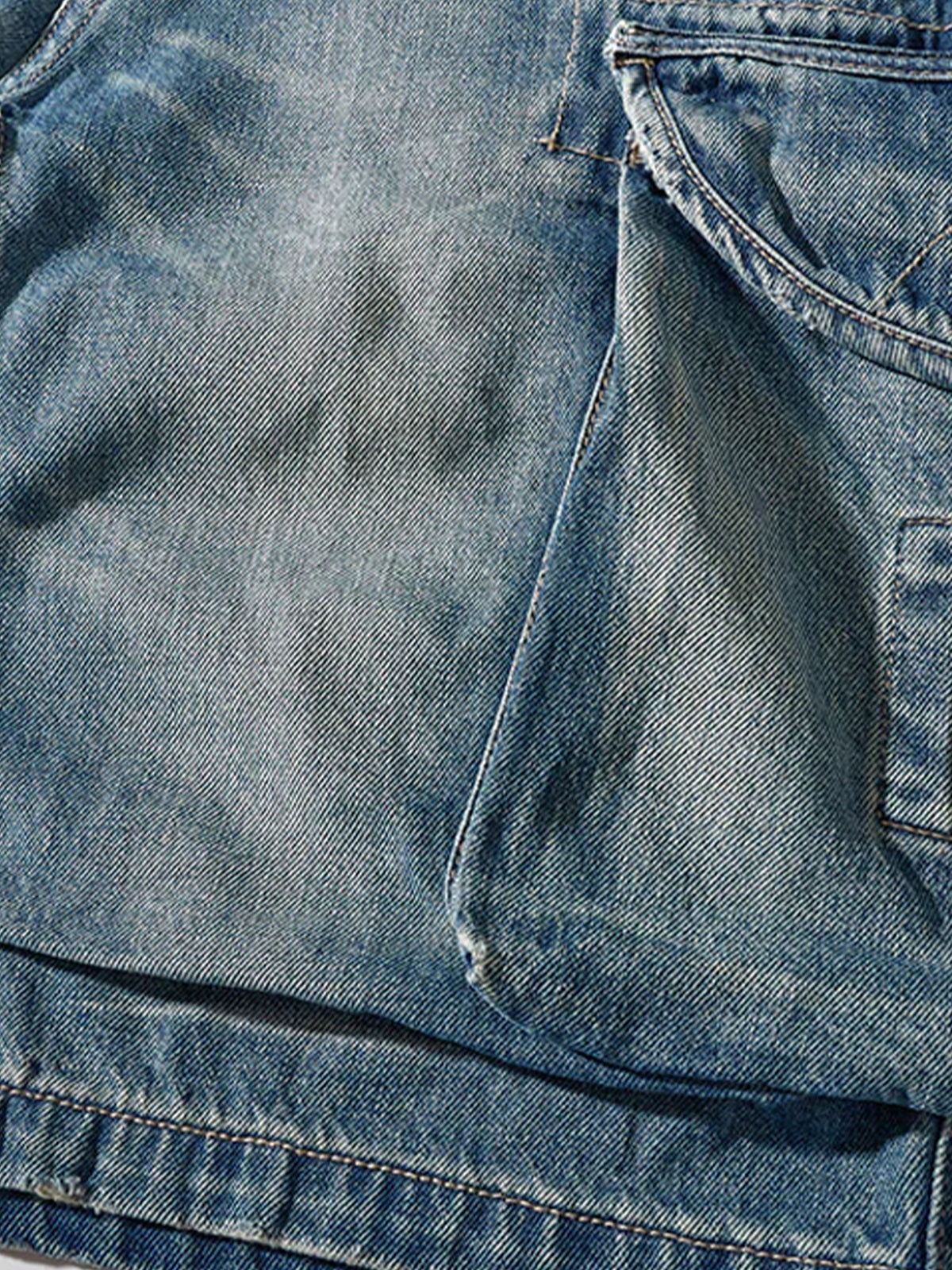 1970s Leather Buckle Washed Denim Shorts