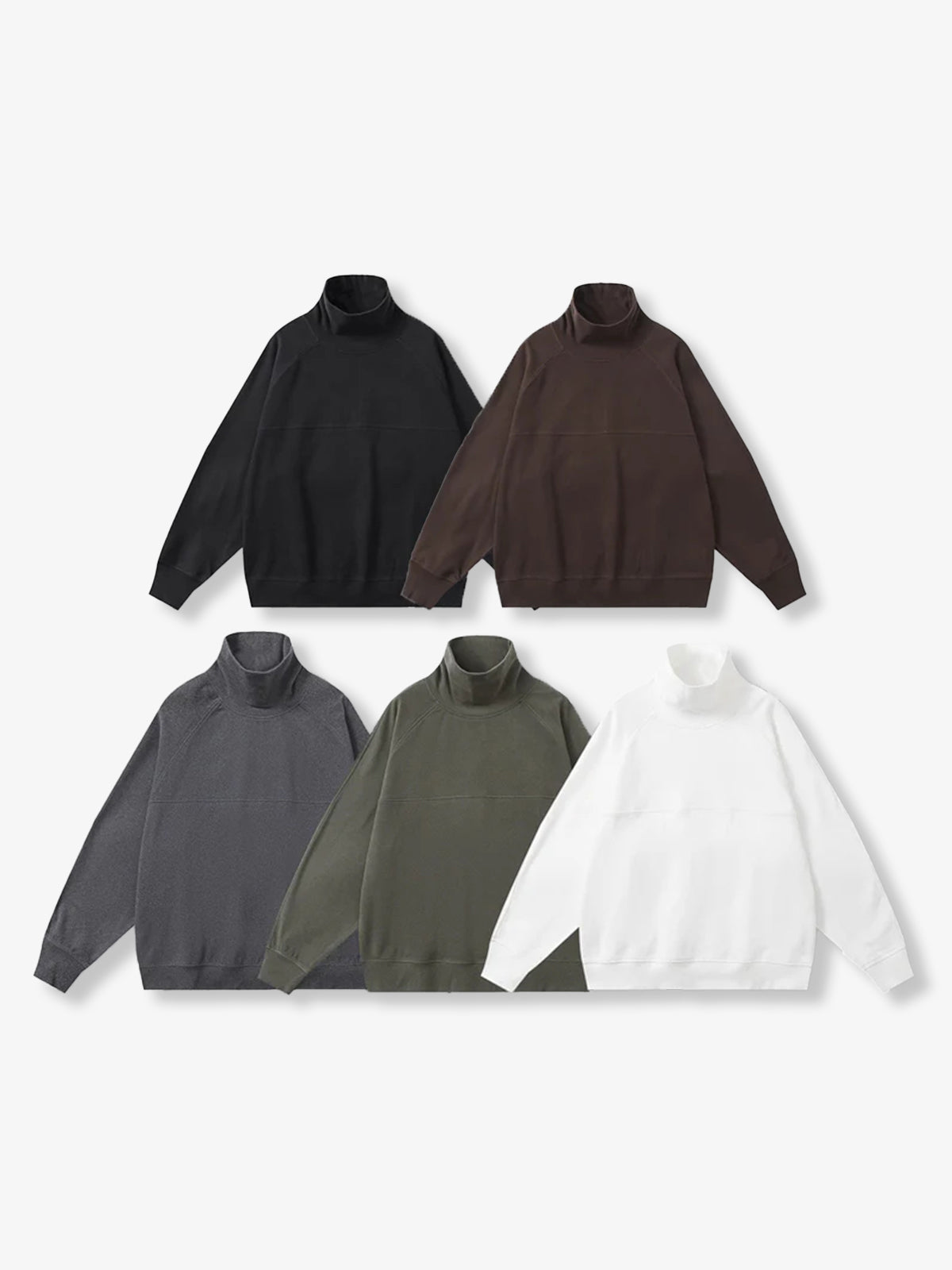 Plain 5-Color Dralon High Neck Sweatshirt