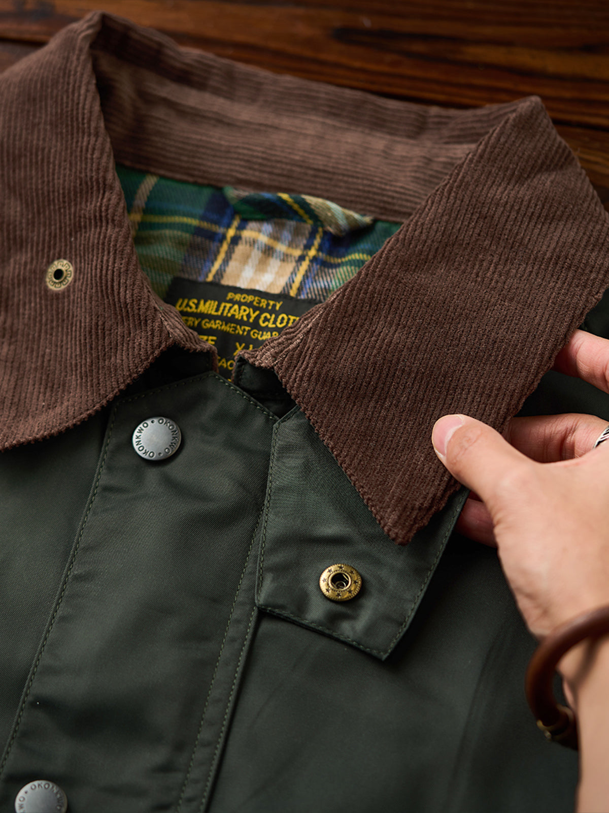 Waterproof Waxed Corduroy Collar Hunting Jacket