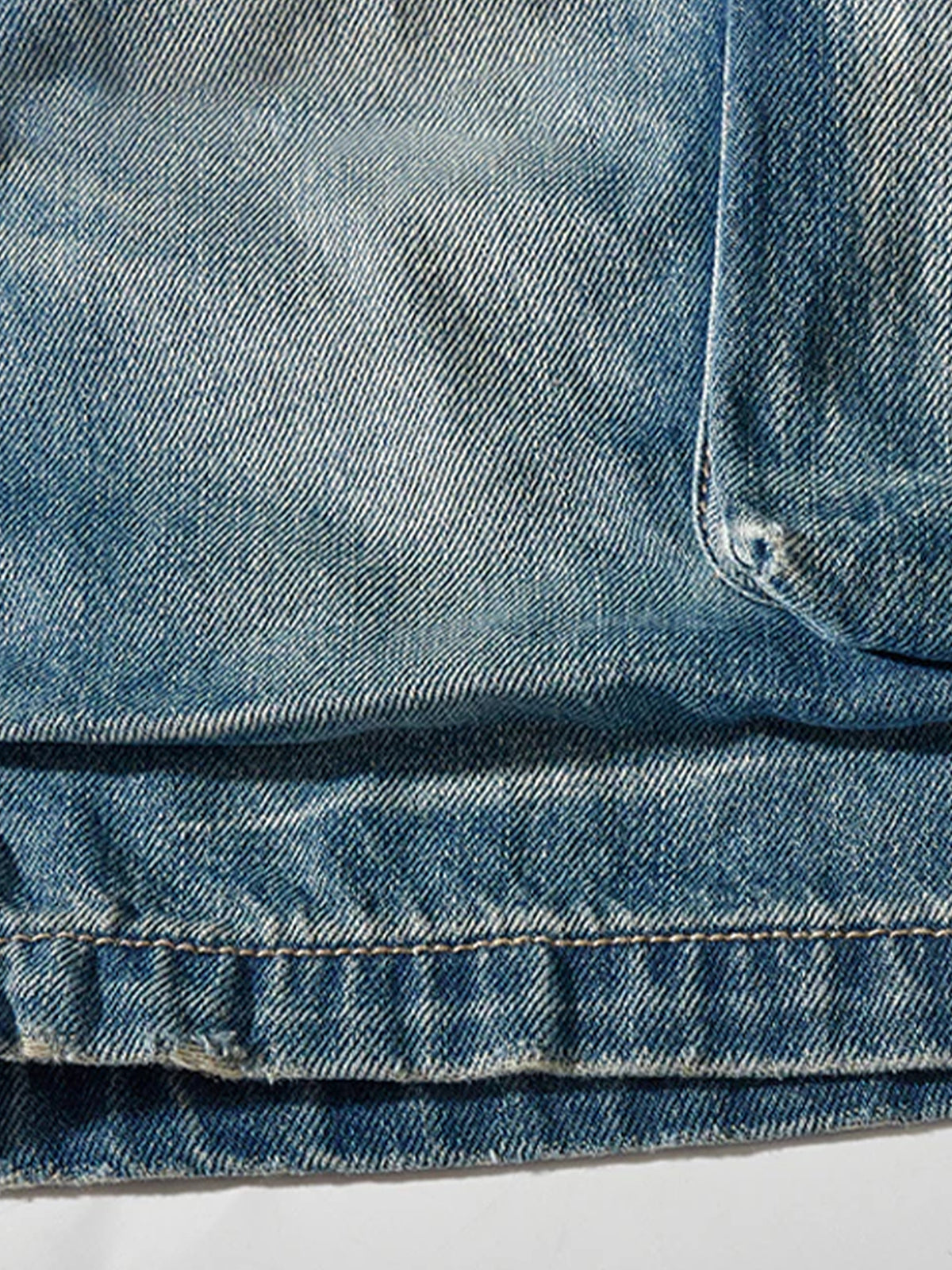 1970s Leather Buckle Washed Denim Shorts