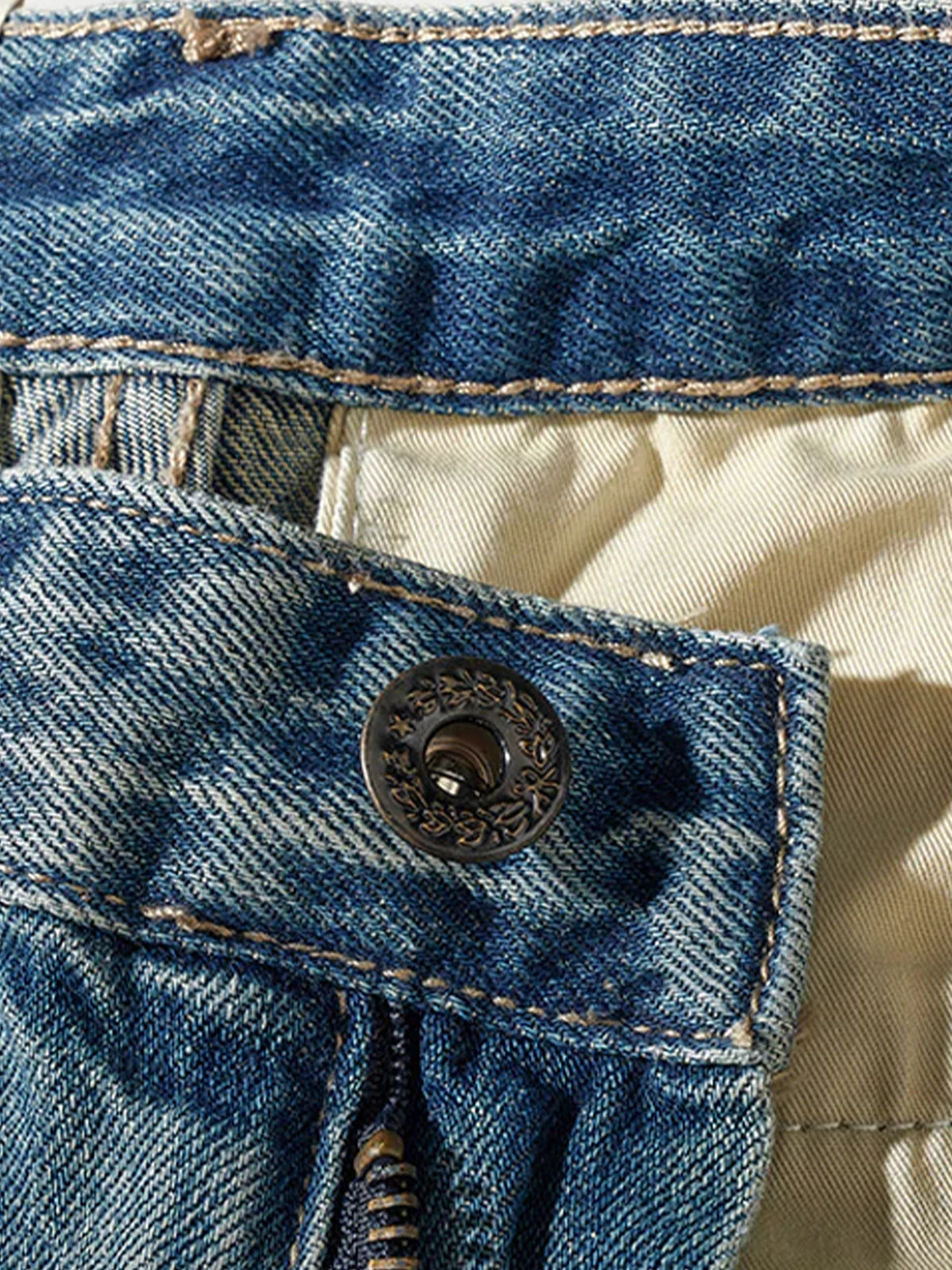 1970s Leather Buckle Washed Denim Shorts