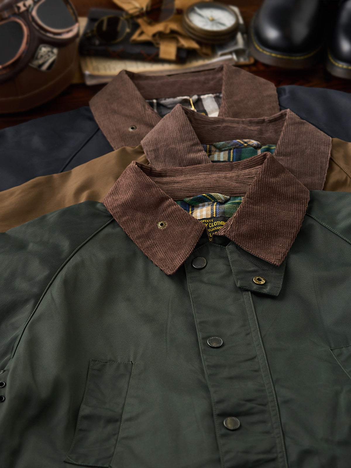 Waterproof Waxed Corduroy Collar Hunting Jacket