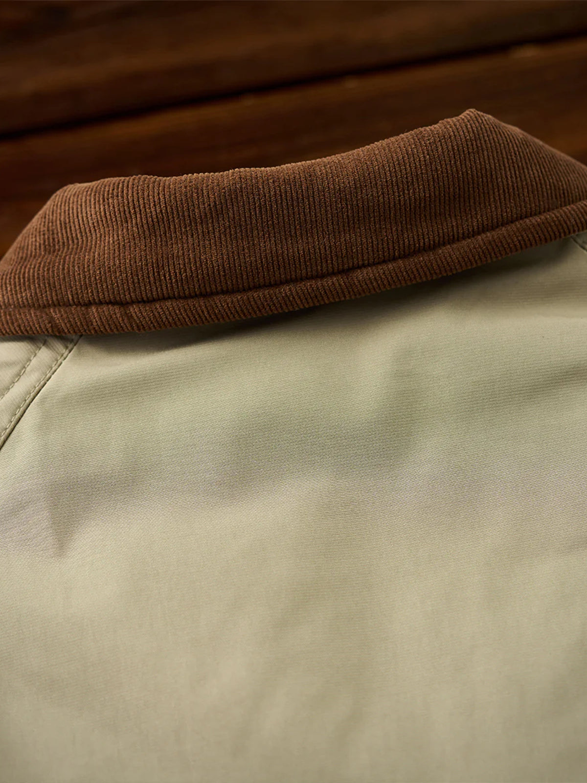 Corduroy-Collar Down Jacket with Cigarette Pockets