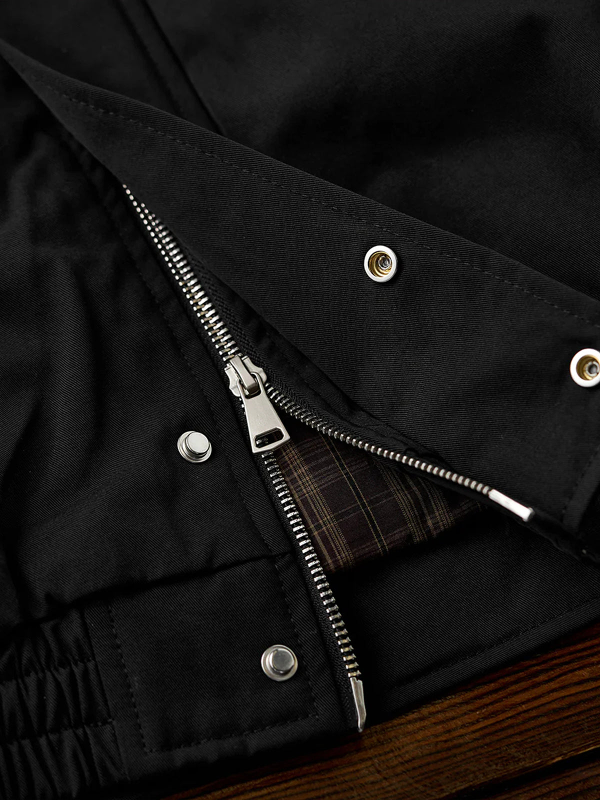 Harrington Jacket with Quilted Lining and Checkered Collar & Cuffs