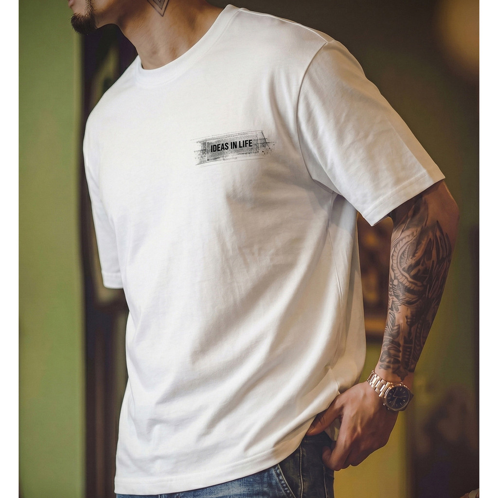 Wuluwear Modal Blended Men's T-Shirt Summer New Style American Cool Breathable Top Loose Smudge Printed Short Sleeve Men
