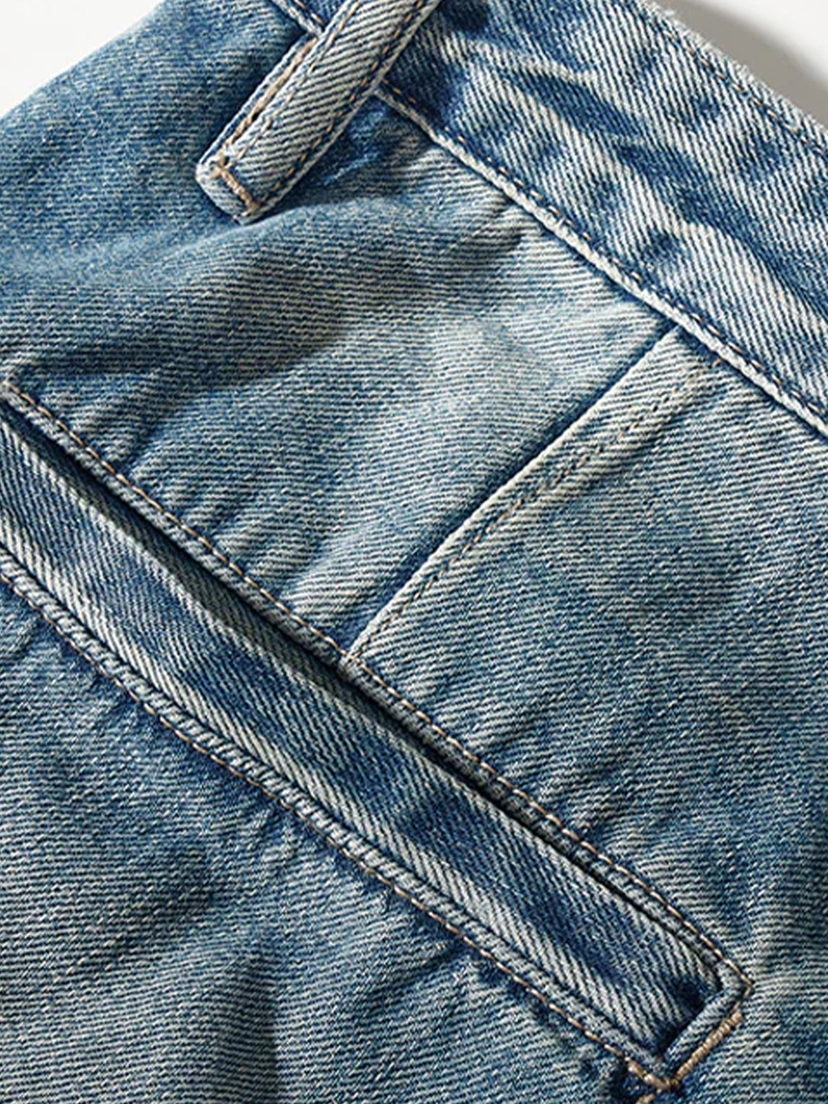 1970s Leather Buckle Washed Denim Shorts