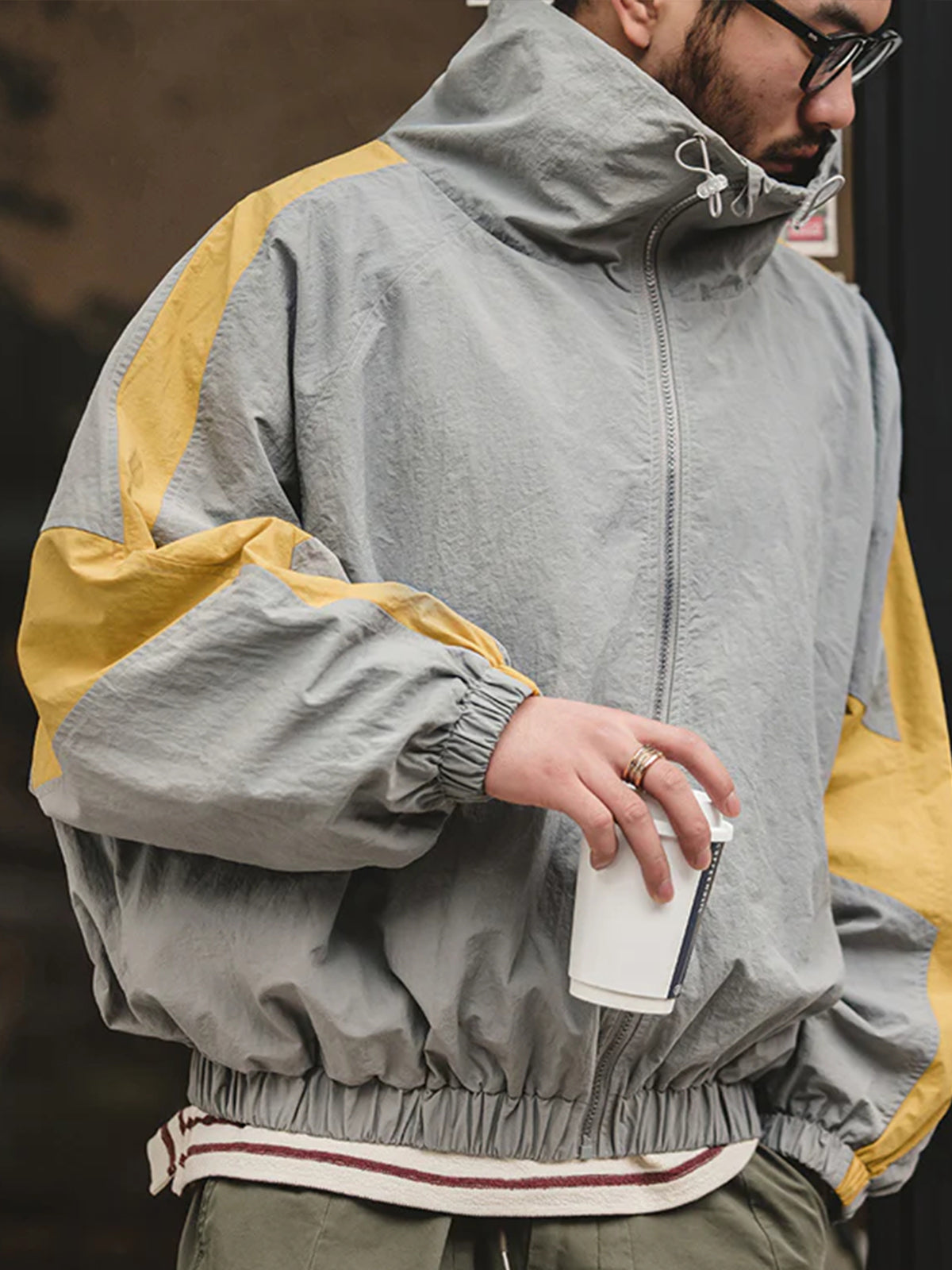 Double Zipper Design Color-Block Jacket