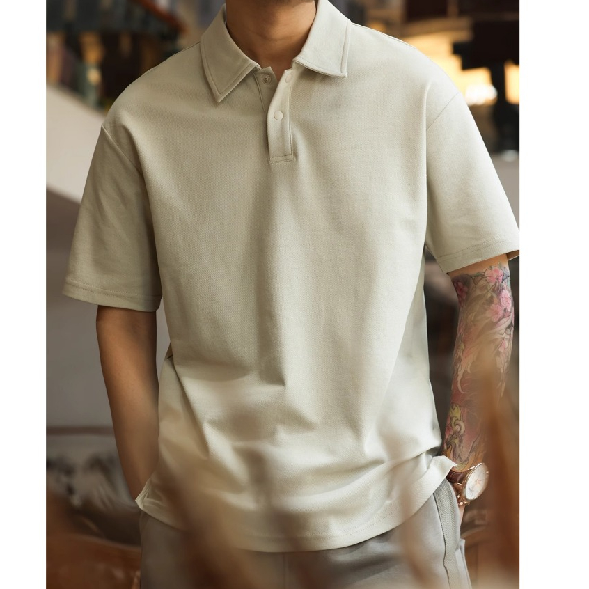 220g Solona Short-Sleeved Polo Shirt Men's Light Luxury Feeling Pearly Cool Lapel TEE