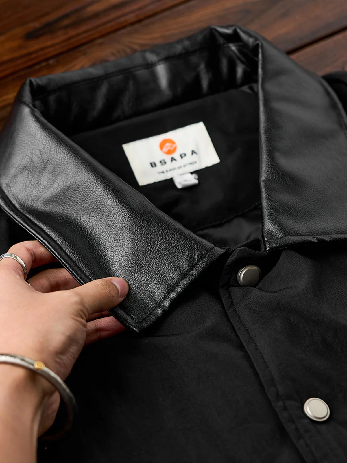 Quilted Lined Hunting Jacket with Leather-Style Collar