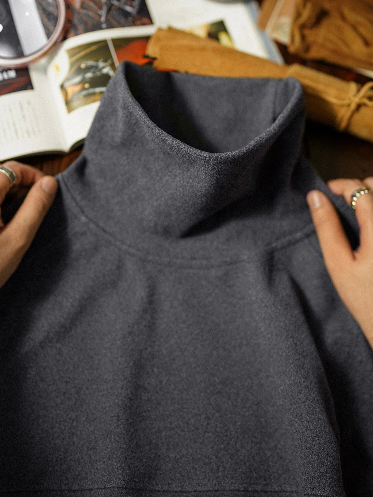 Plain 5-Color Dralon High Neck Sweatshirt