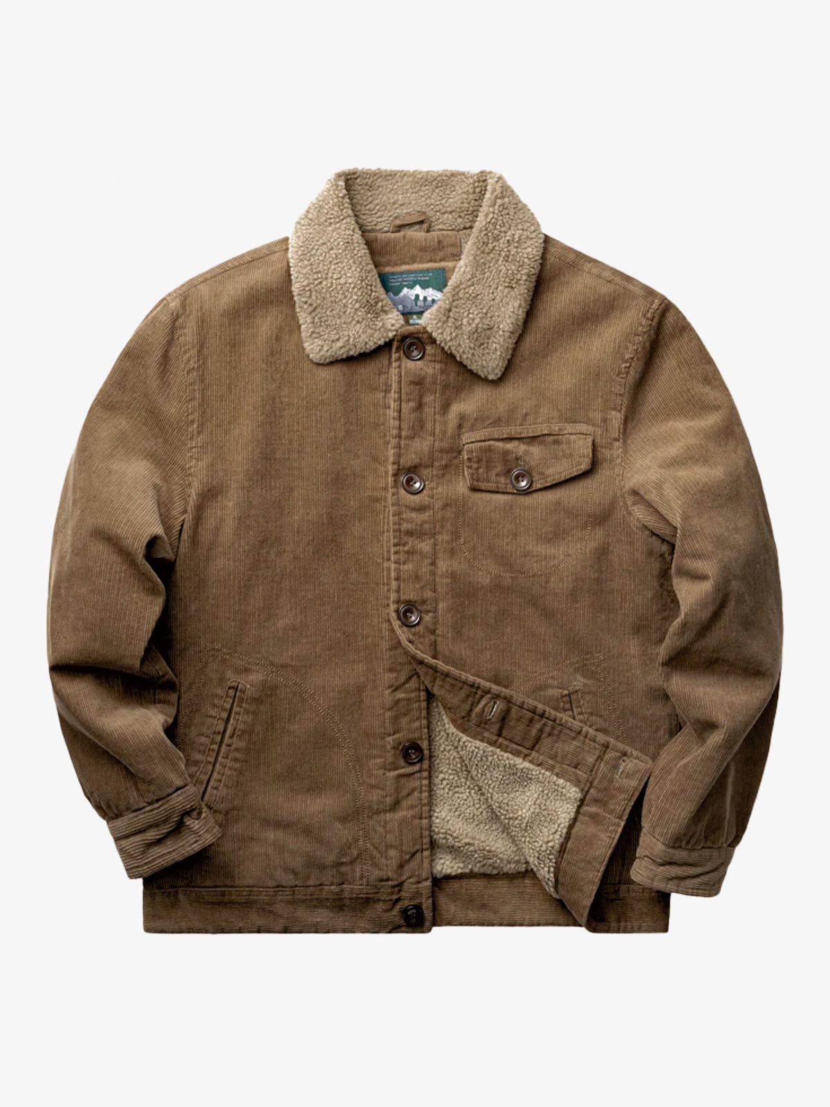 Military-Inspired Fur-Lined & Corduroy Flight Jacket